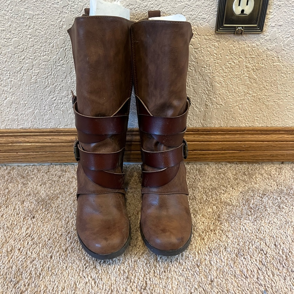 Blowfish Brown Moto Boots with Straps